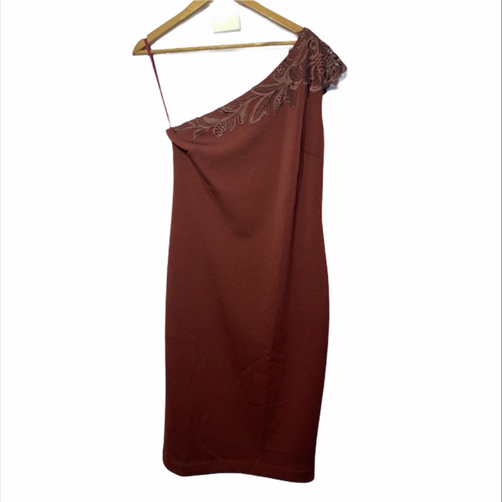 Ted baker London maroon one shouldered dress